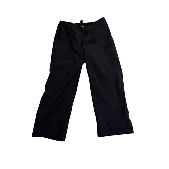 Vintage 90s/y2K Prana Pants Women's Medium Black Wide Leg Crop Made in USA Nylon - Picture 6 of 6